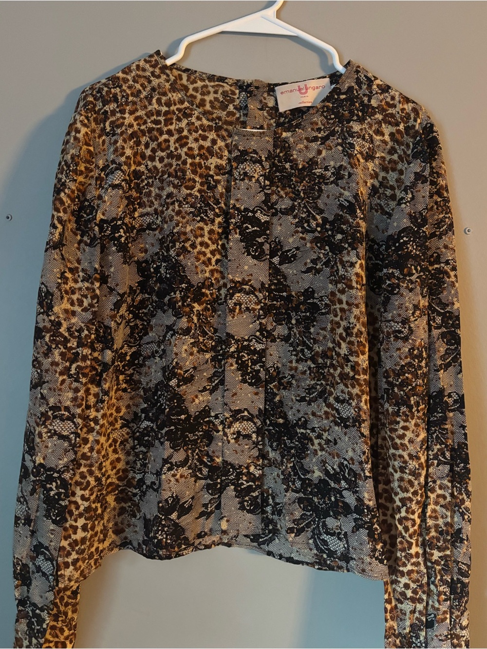Emanuel Ungaro Brown Black & Cream Animal-Print Blouse